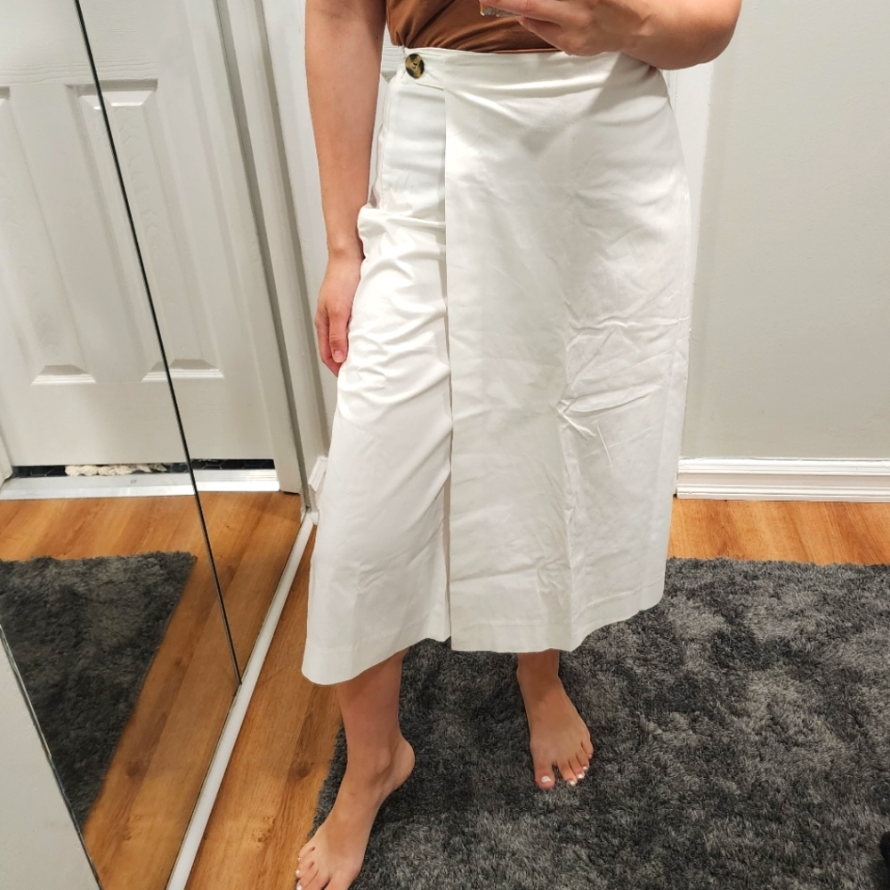 Zara white culotte apron skirt